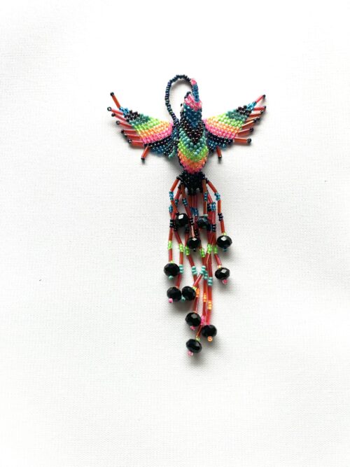 Cobalt head Neon Wing Stripe Hummingbird Ornament