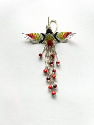 Cream Chevron Wing Black Neck Hummingbird Ornament