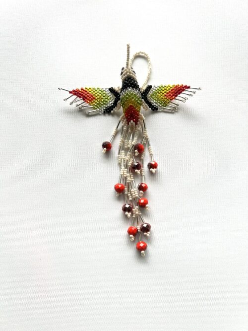 Cream Chevron Wing Black Neck Hummingbird Ornament
