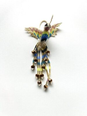 Cream Head Zigzag Wing Hummingbird Ornament