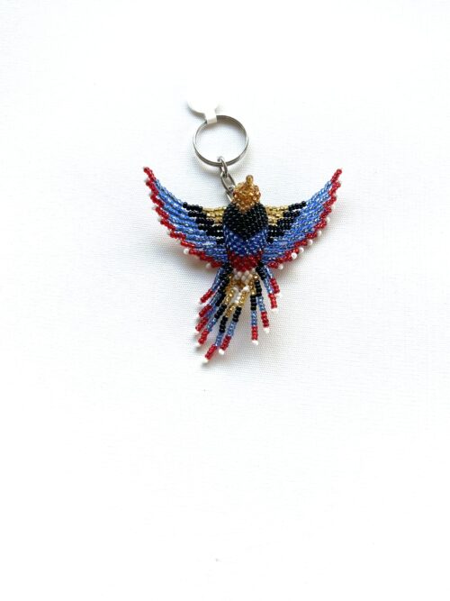 Gold Head Blue Red Black Chest Hummingbird Key Chain