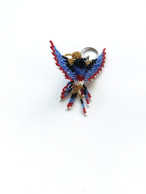 Gold Head Blue Red Black Chest Hummingbird Key Chain - Image 2