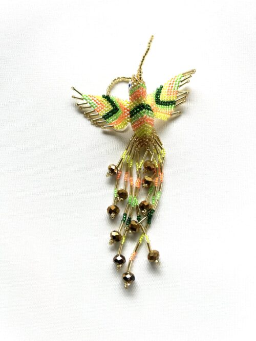 Gold head Neon Chevron Wing Hummingbird Ornament