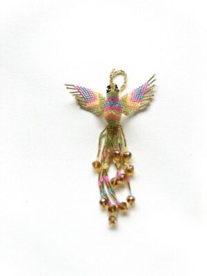Gold head Pastel Chevron Wing Hummingbird Ornament
