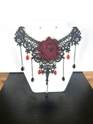 Gothic Gothic Black Jewel with Brass Metal Wing Hearts ChokerBlack Jewel with Brass Metal Wing Hearts Choker