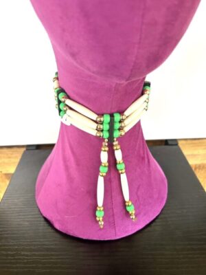 Green Gold Bone Tassels Choker