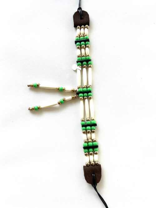 Green Gold Bone Tassels Choker - Image 3