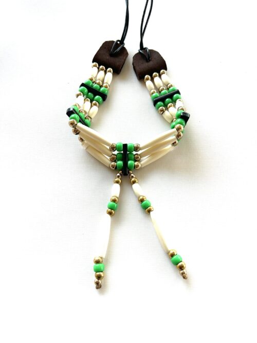 Green Gold Bone Tassels Choker - Image 2
