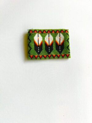 Green Shine 3 Feathers Coin Purse