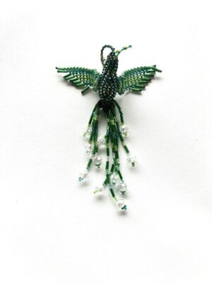 Green With Crystal Beads Hummingbird Ornament