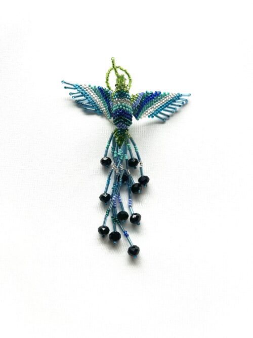 Green Head Blue Stripe Hummingbird Ornament