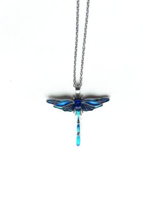 Jewel Enamel Blue Dragonfly Necklace
