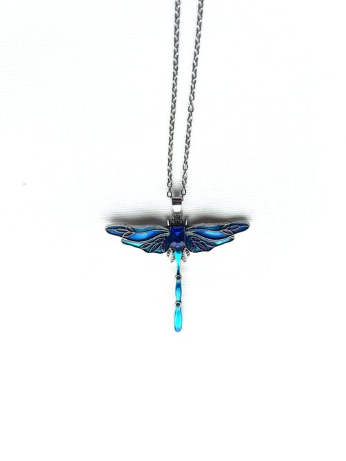 Jewel Enamel Blue Dragonfly Necklace