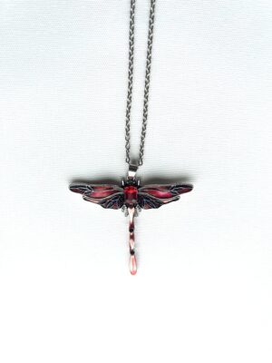 Jewel Enamel Red Dragonfly Necklace