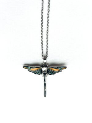 Jewel Enamel Tawny Dragonfly Necklace