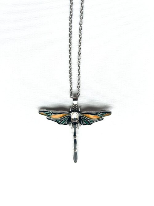Jewel Enamel Tawny Dragonfly Necklace