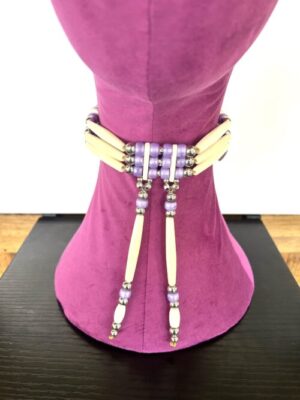 Lavender Silver Bone Tassels Choker