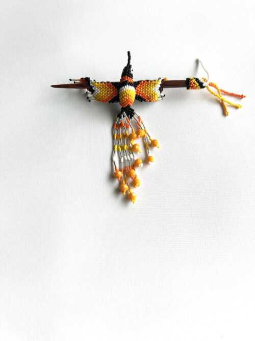 Orange Chevron Hummingbird Barrette