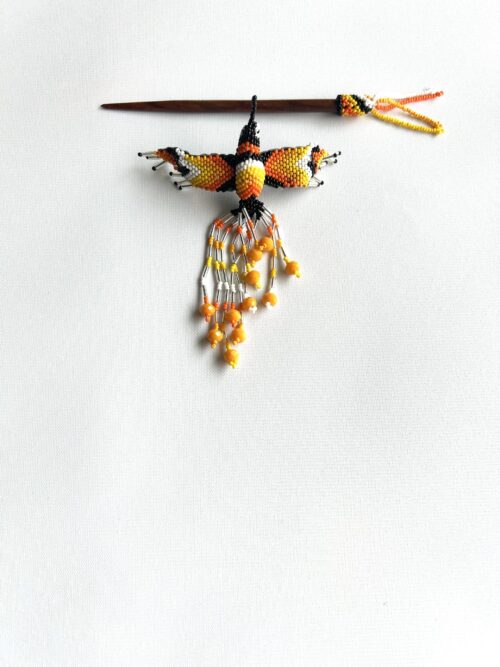 Orange Chevron Hummingbird Barrette - Image 2