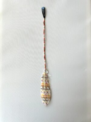 Orange Yellow White Whisper with Copper Cube Beads and Painted Feather Hair Clip