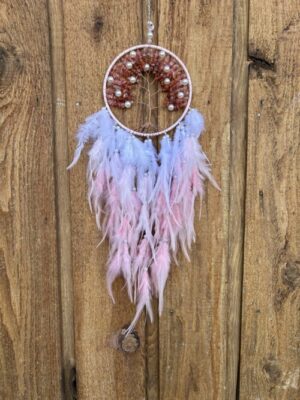 Pearl and Peach Sunstone Tree of Life Dreamcatcher