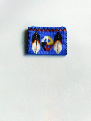 Periwinkle Medicine Wheel Feather Coin Purse