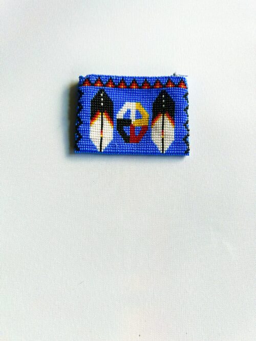 Periwinkle Medicine Wheel Feather Coin Purse