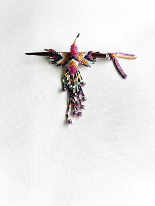 Pink Chevron Hummingbird Barrette