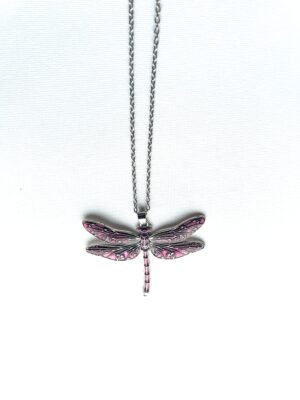 Pink Flat 2 Wing Dragonfly Necklace