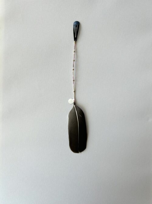 Pink Silver Gold Whisper with Natural Feather Hair Clip