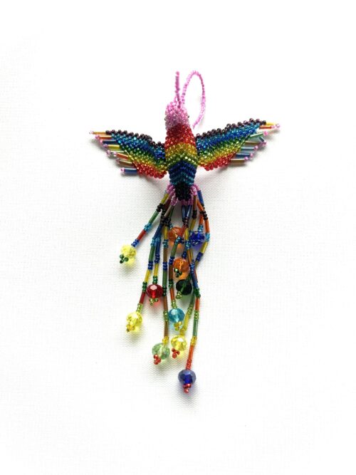 Pink head Rainbow Chest Hummingbird Ornament