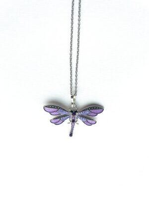 Purple 2 Wing Studs Dragonfly Necklace