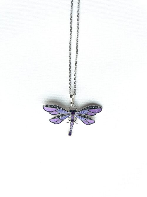 Purple 2 Wing Studs Dragonfly Necklace