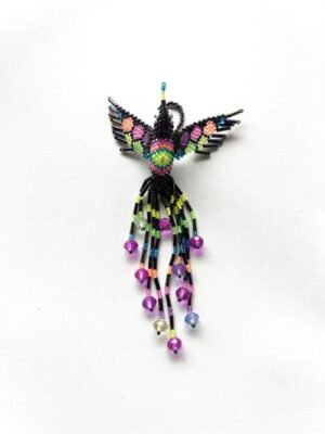 Purple Head Neon Dots Hummingbird Ornament