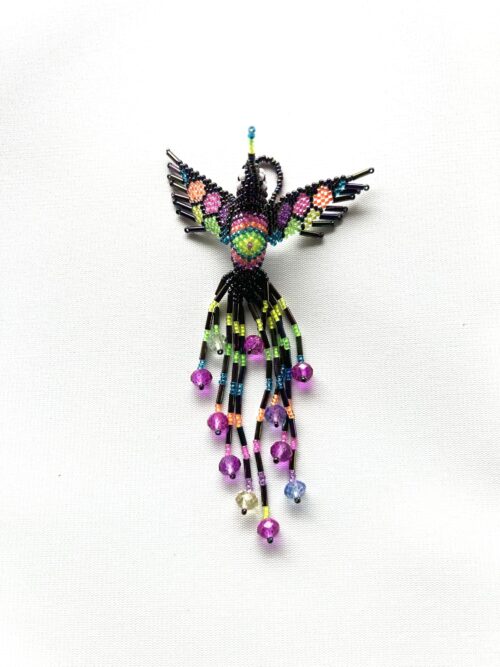 Purple Head Neon Dots Hummingbird Ornament