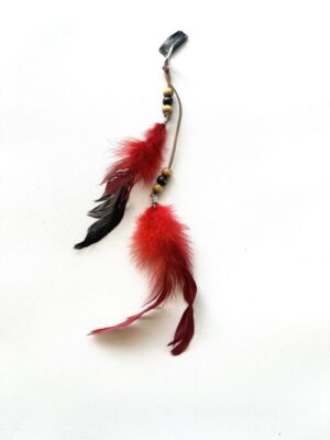 Red Feather Beaded Hair Clip