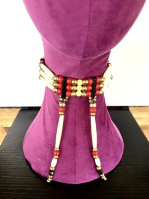 Red Gold Yellow Bead Tassels Choker