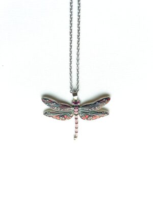 Reddish Flat 2 Wing Dragonfly Necklace