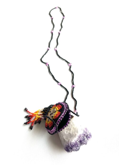 Sacred Flower Frosty Magenta Medicine Pouch - Image 2