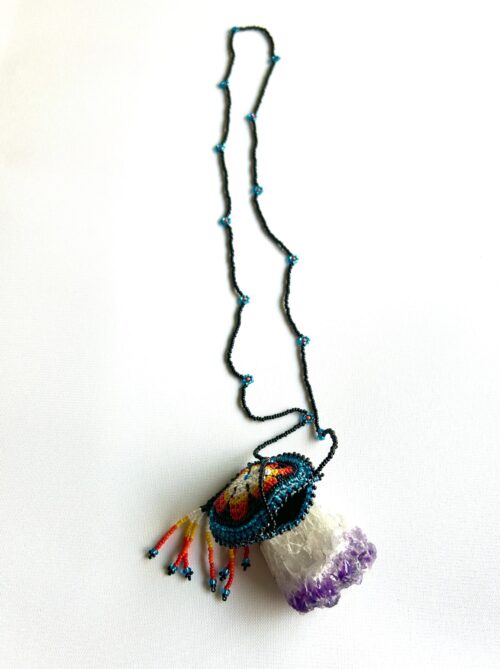 Sacred Flower Frosty Teal Medicine Pouch - Image 2