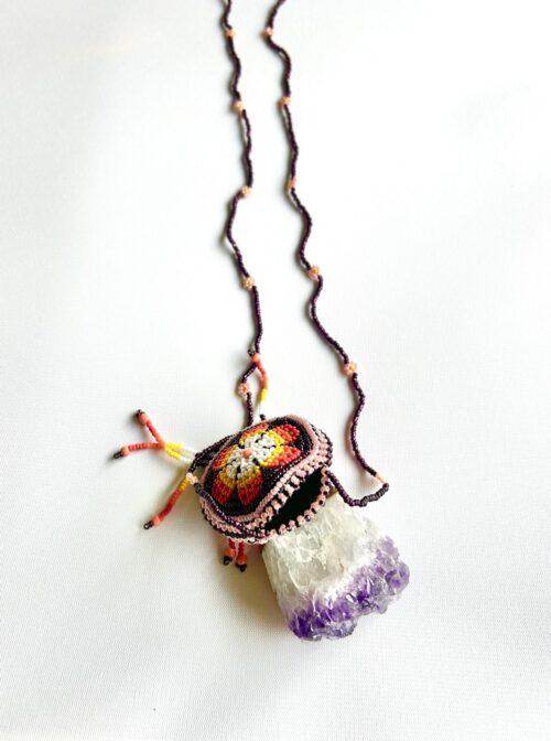 Sacred Flower Light Pink Medicine Pouch - Image 2