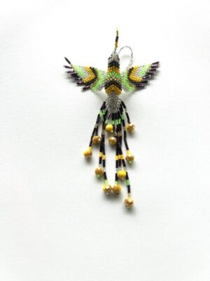 Silver Head Lime Chevron Wing Hummingbird Ornament