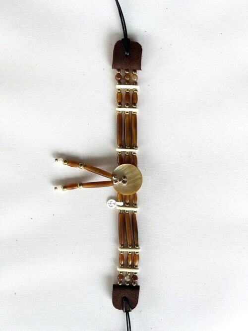 Small Shell Antler Bone Brass Tassel Choker - Image 3