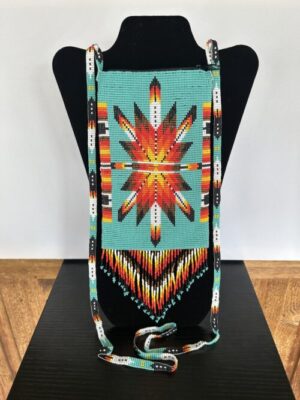 Teal Eightpointed Starburst Cell Phone Bag with Shoulder Strap