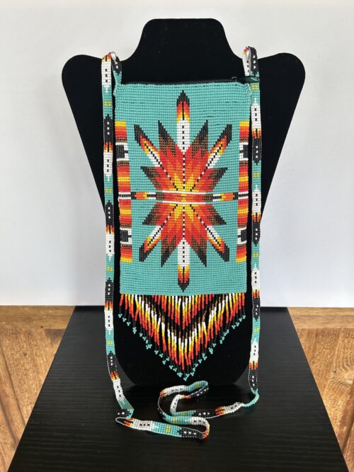 Teal Eightpointed Starburst Cell Phone Bag with Shoulder Strap