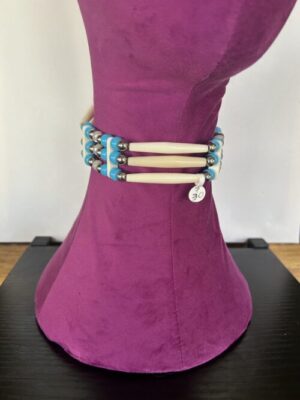 Turquoise Bone Silver Choker