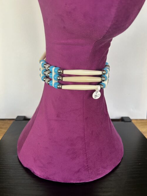 Turquoise Bone Silver Choker
