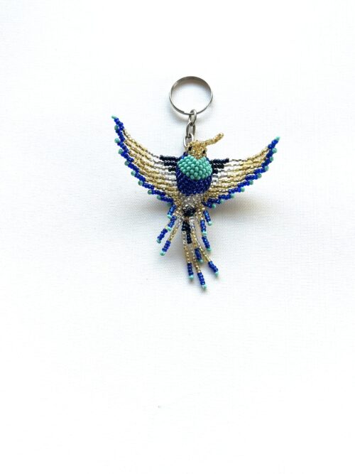 Turquoise Chest Gold Wing Hummingbird Key Chain