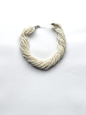 White Multi Strand Bead Choker