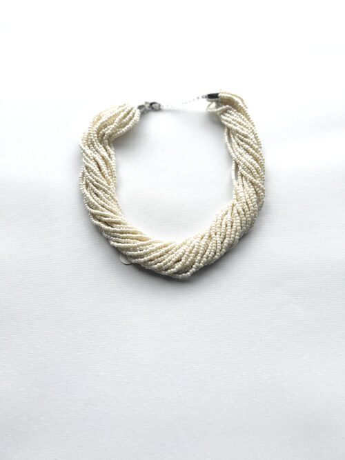 White Multi Strand Bead Choker